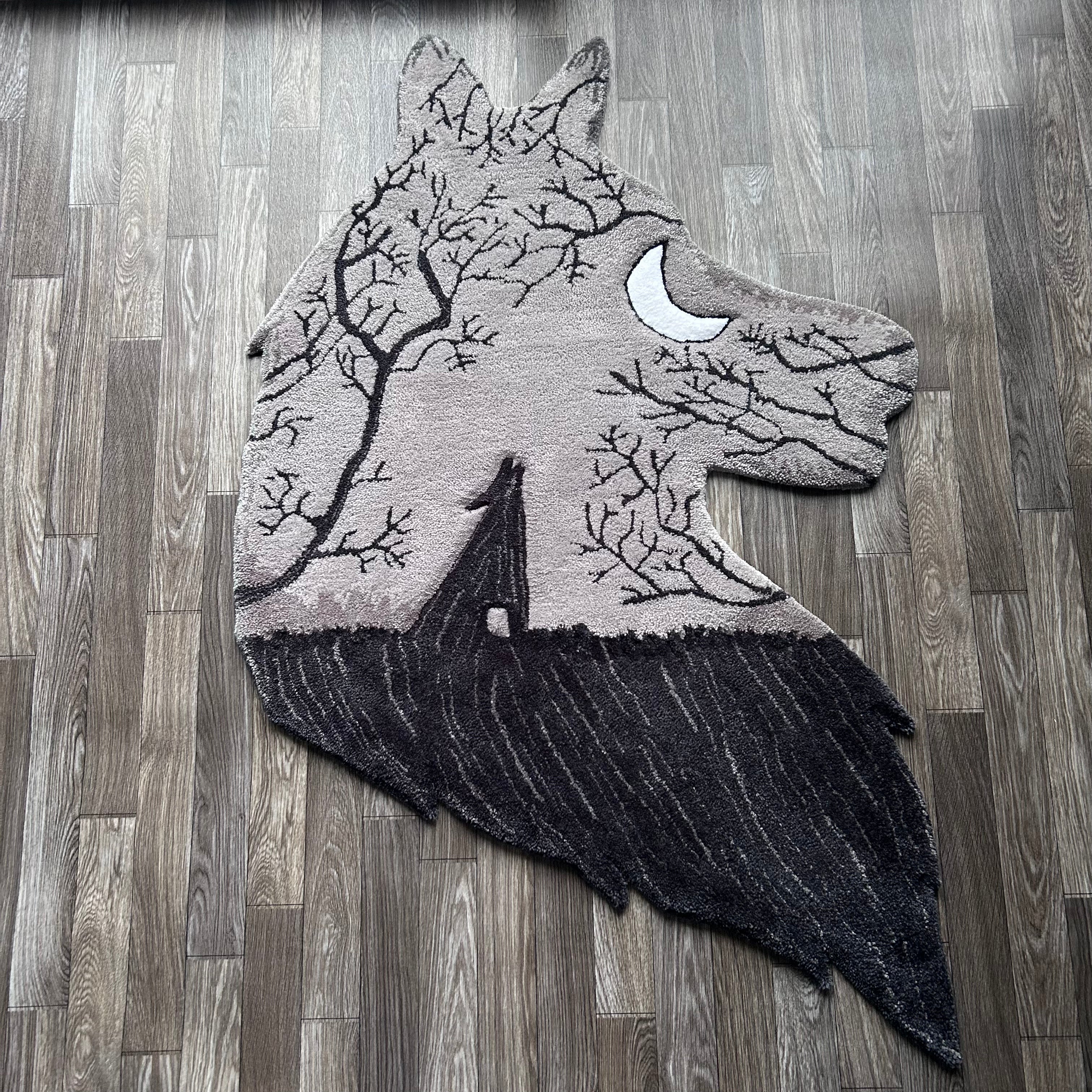 Deviantart Wolf Rug Tufted Wolf Rug (Made to Order) – TheTuftedTreasury
